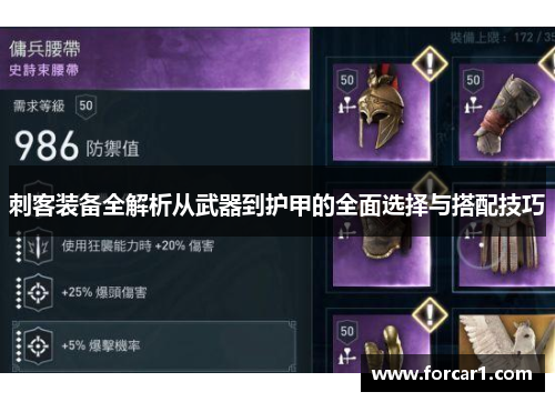 刺客装备全解析从武器到护甲的全面选择与搭配技巧